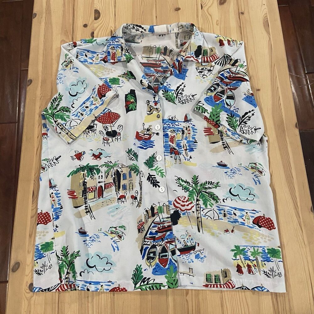 Vtg GW Division of Graff Front Button Down Collared White Top XL?